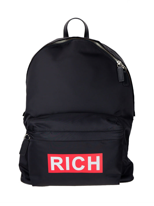 Sleek Black Nylon Backpack with Logo