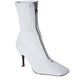 Elegant White Leather Boots with Zip Back Closure