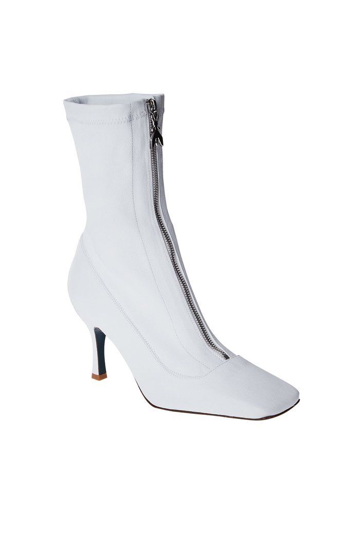 Elegant White Leather Boots with Zip Back Closure