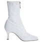 Elegant White Leather Boots with Zip Back Closure