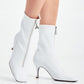 Elegant White Leather Boots with Zip Back Closure