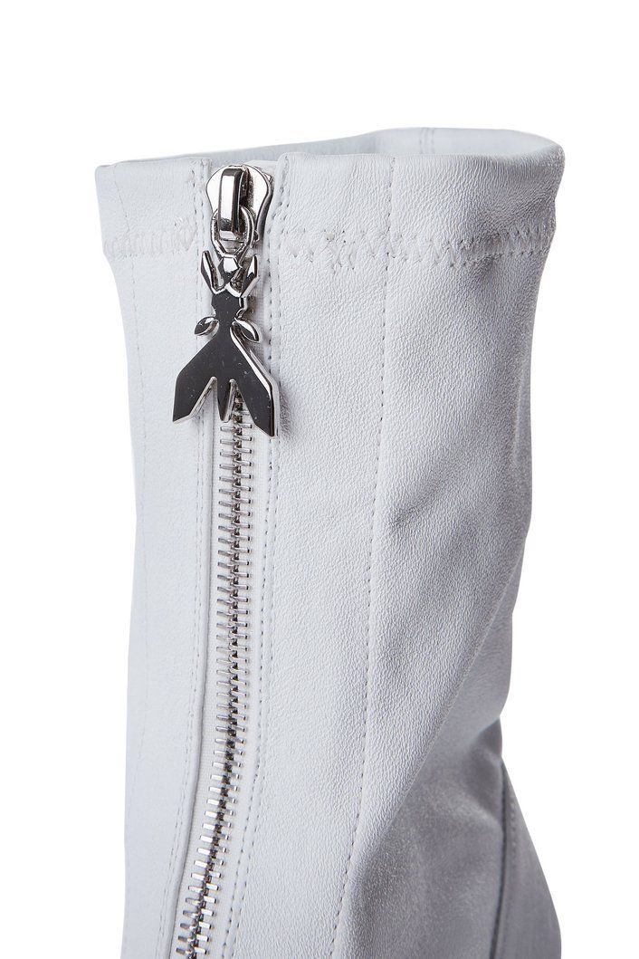 Elegant White Leather Boots with Zip Back Closure