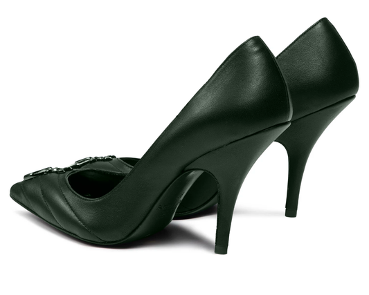 Elegant Dark Green Leather Pumps