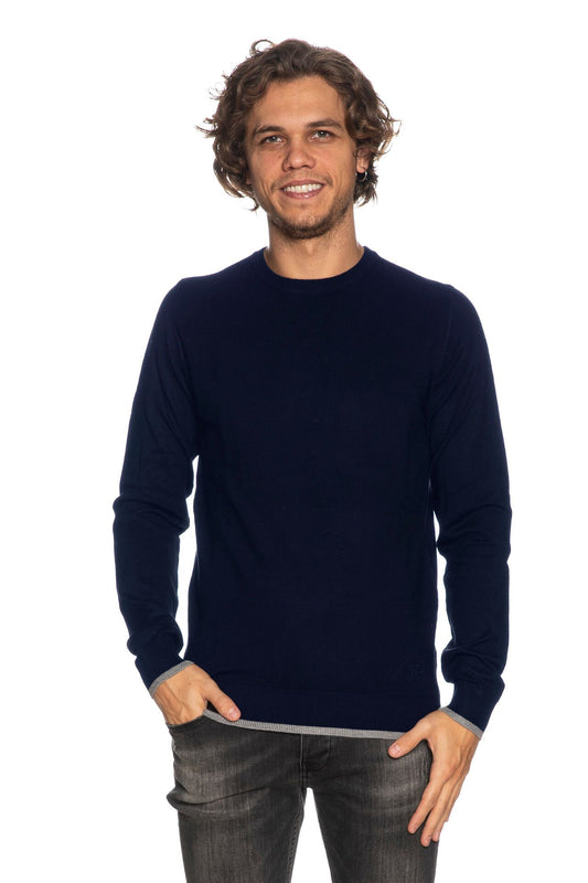 Elegant Crewneck Sweater with Elbow Patches