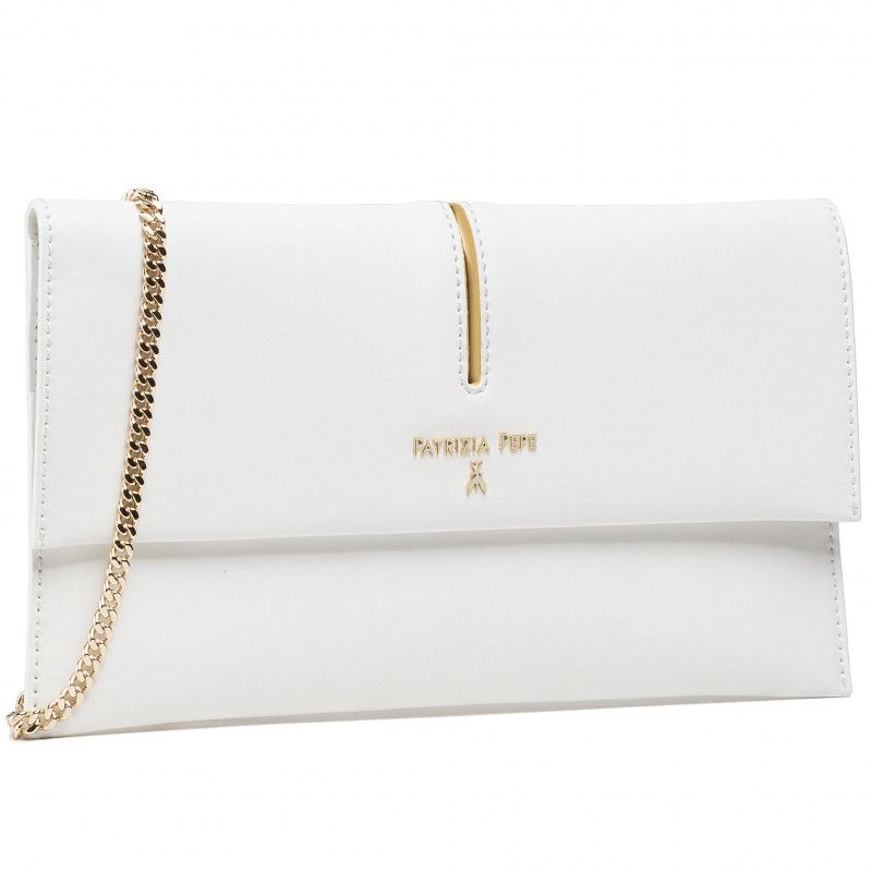 Chic White Shoulder Bag with Gold Accents