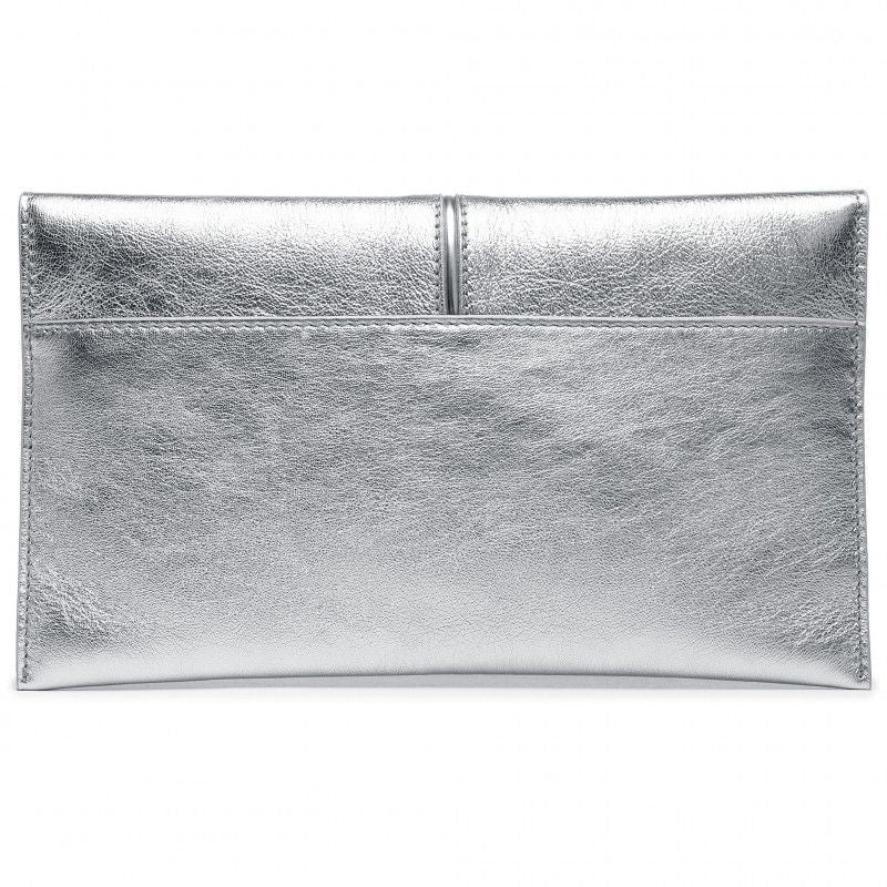 Chic Silver Leather Shoulder Bag