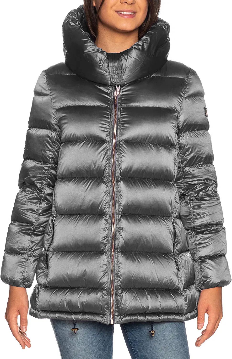 Chic Gray Down Jacket with Hood