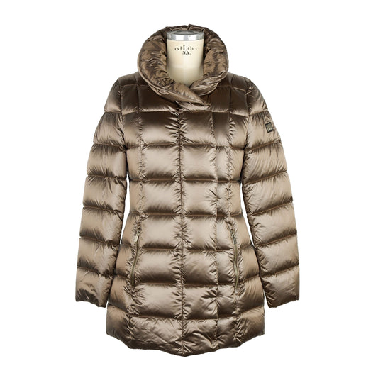 Elegant High Collar Down Jacket in Brown