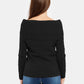 Chic Black Wide Neck Sweater with Logo Detail