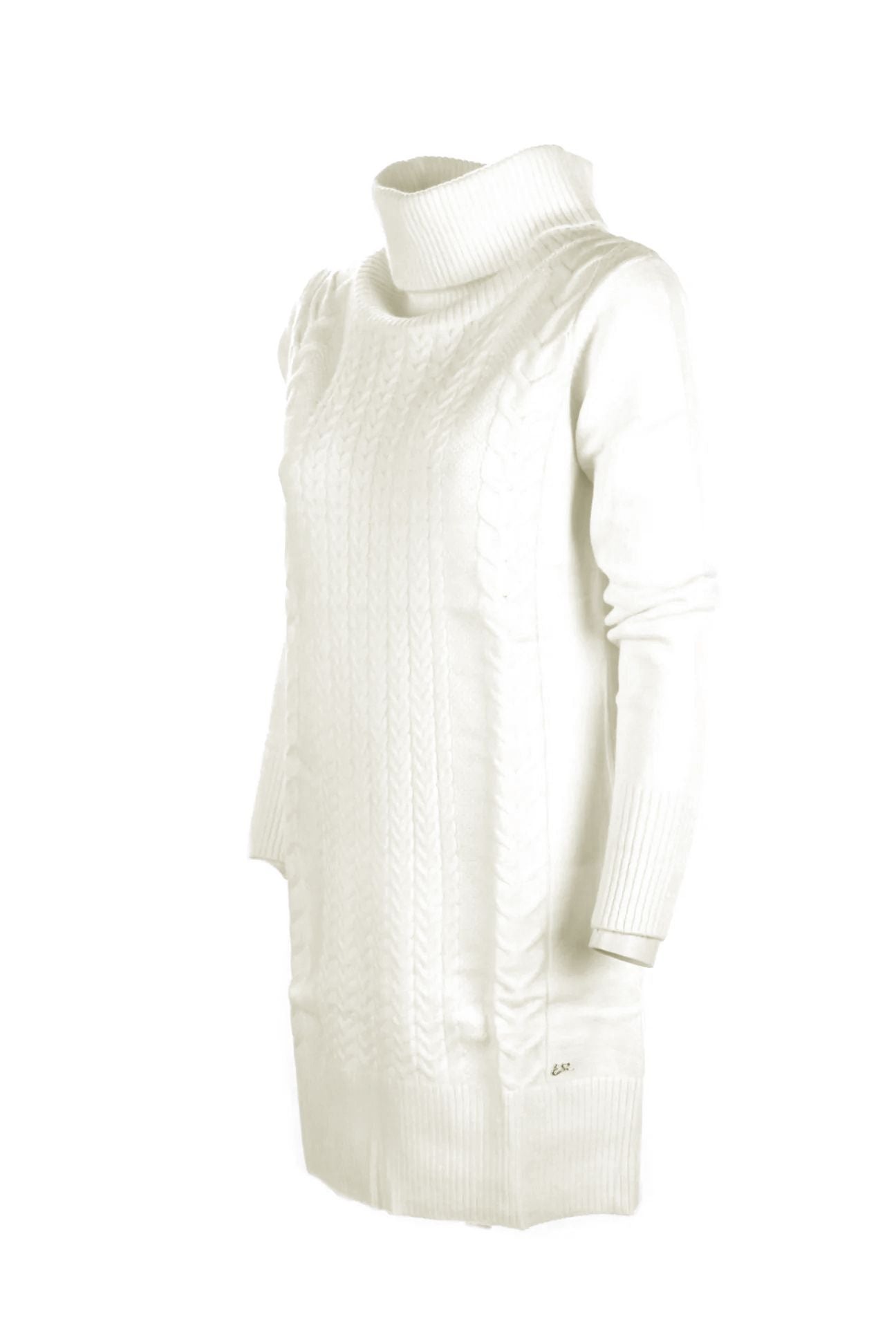 Chic Turtleneck Knit Dress in White