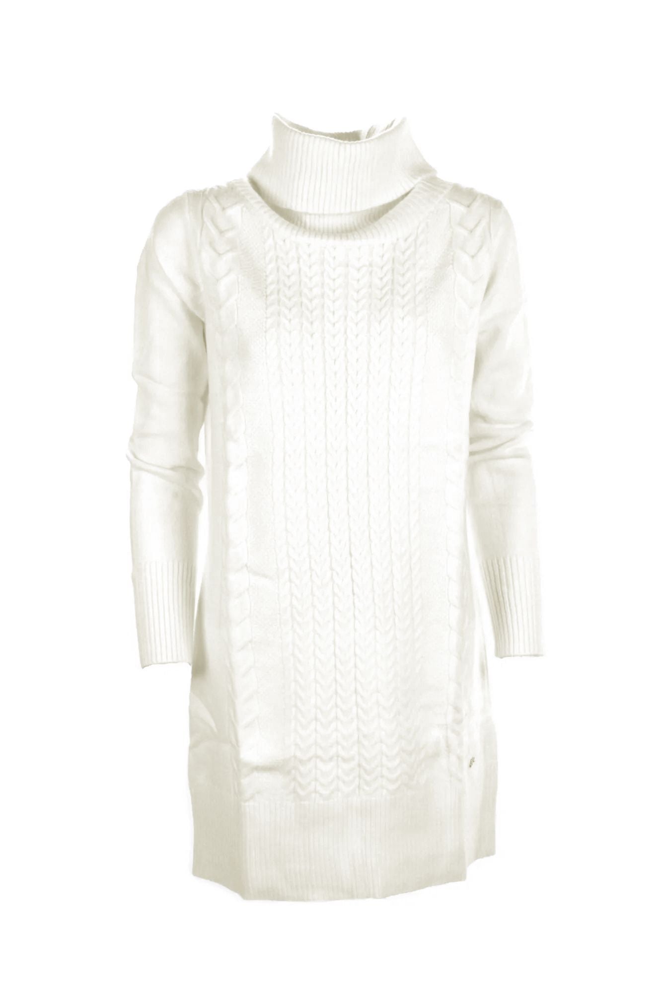 Chic Turtleneck Knit Dress in White