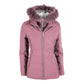 Chic Pink Polyamide Down Jacket with Fur Hood