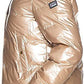 Beige Nylon Down Jacket with Removable Hood