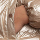 Beige Nylon Down Jacket with Removable Hood