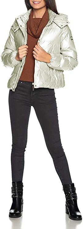 Chic White Down Jacket with Removable Hood