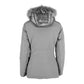 Chic Gray Down Jacket with Fur-Trimmed Hood