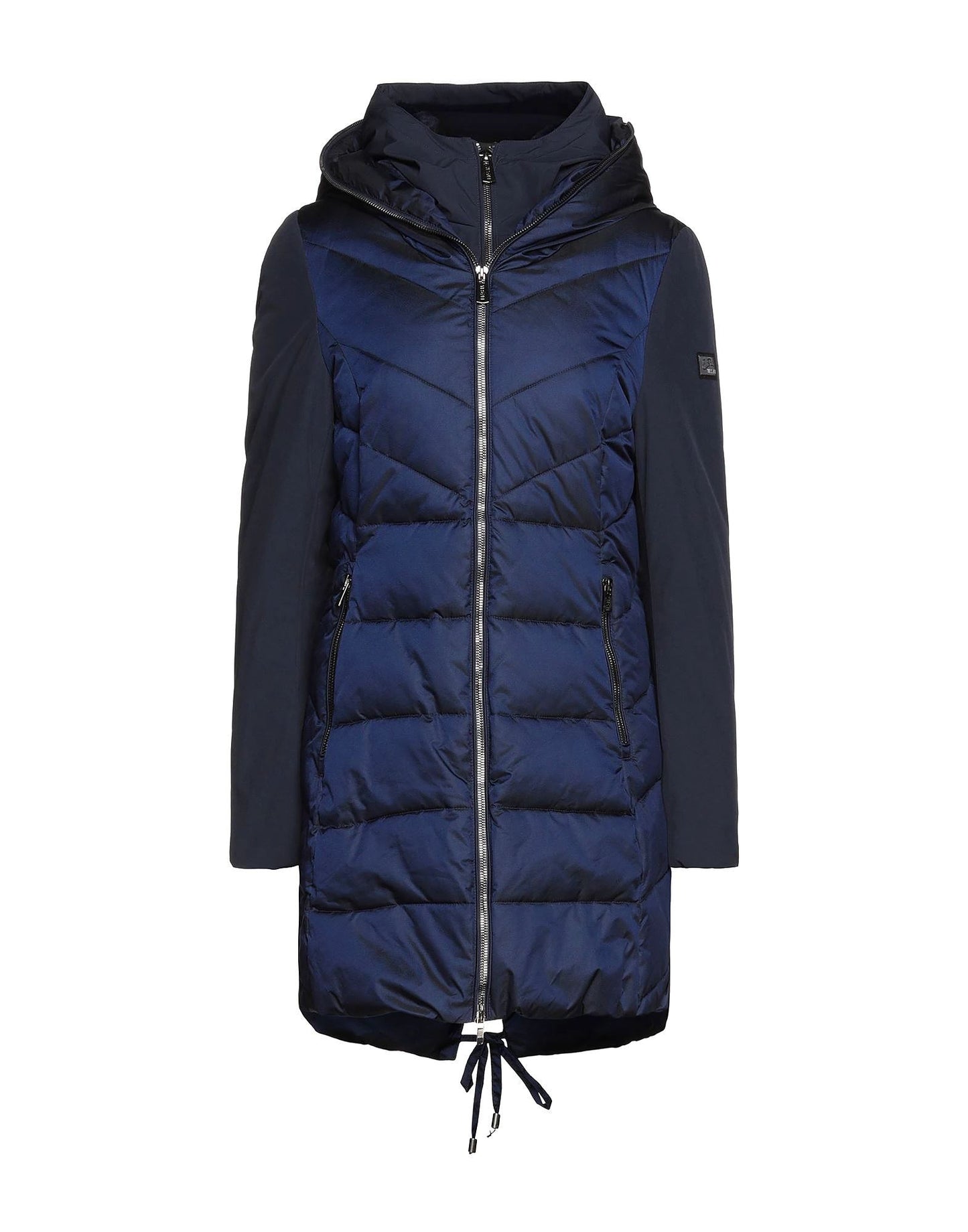 Elegant Blue Down Jacket with Dual Hood