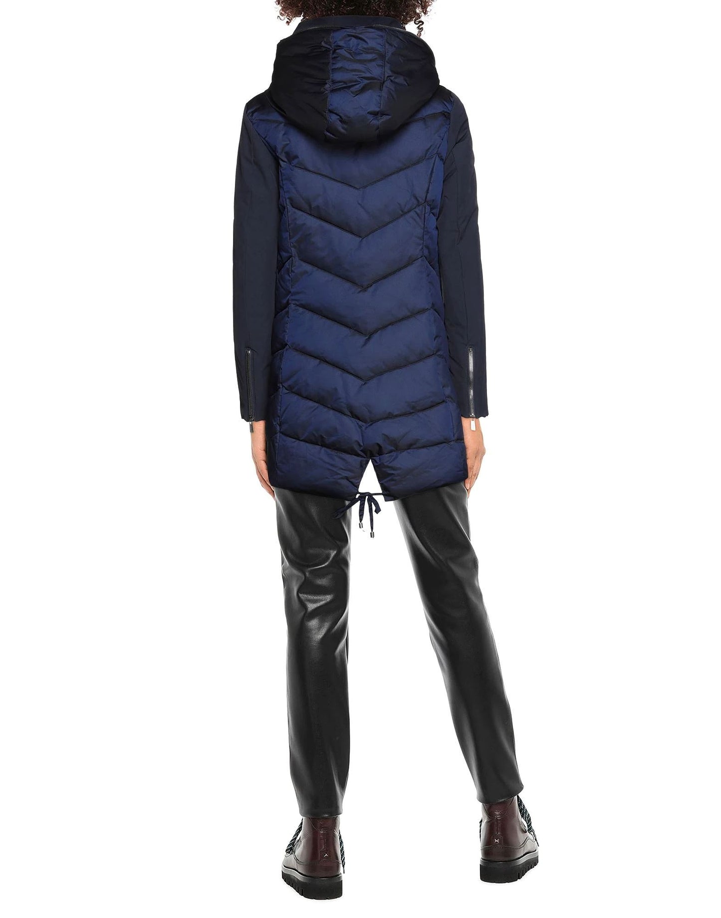 Elegant Blue Down Jacket with Dual Hood