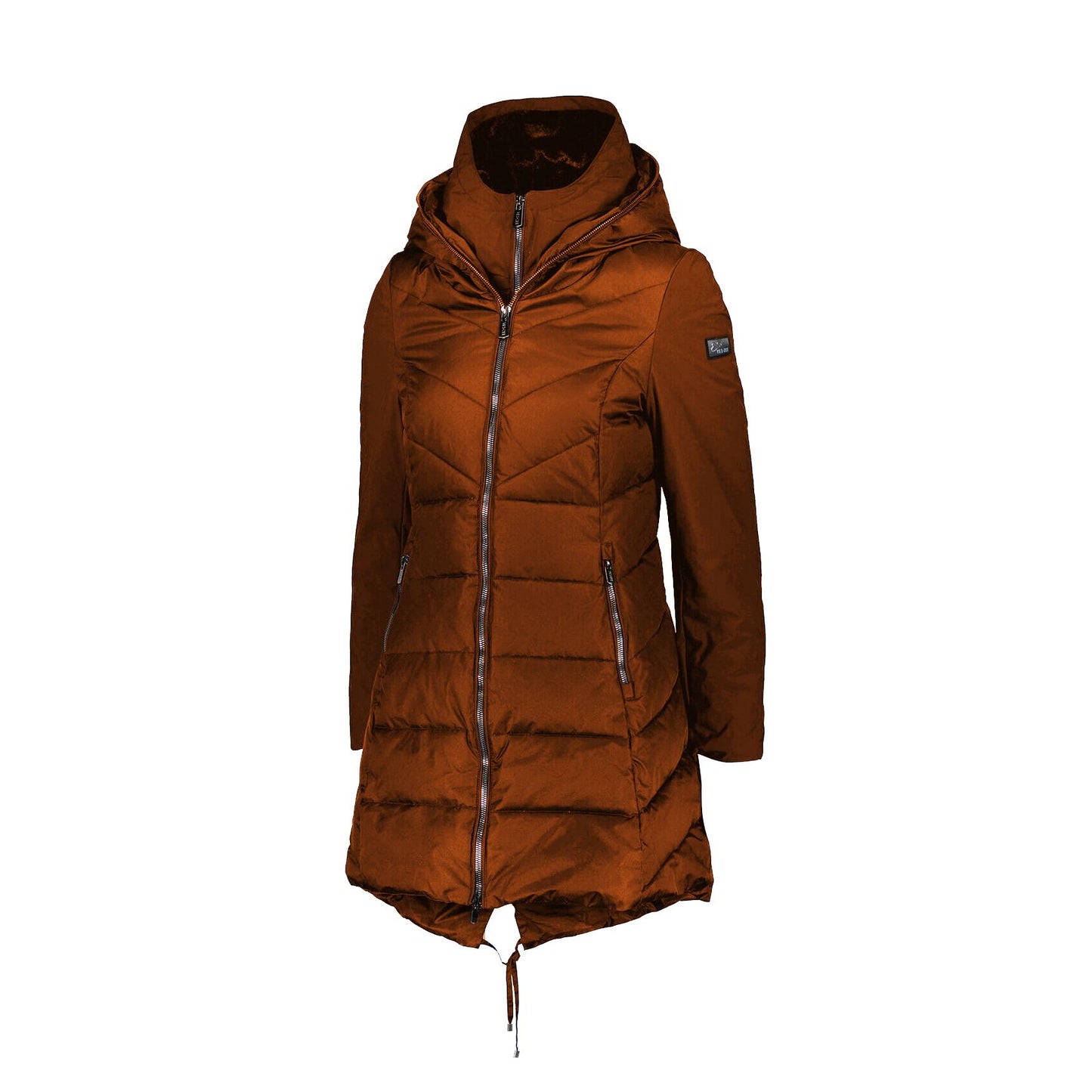 Chic Orange Down Jacket with Fur-Trimmed Hood