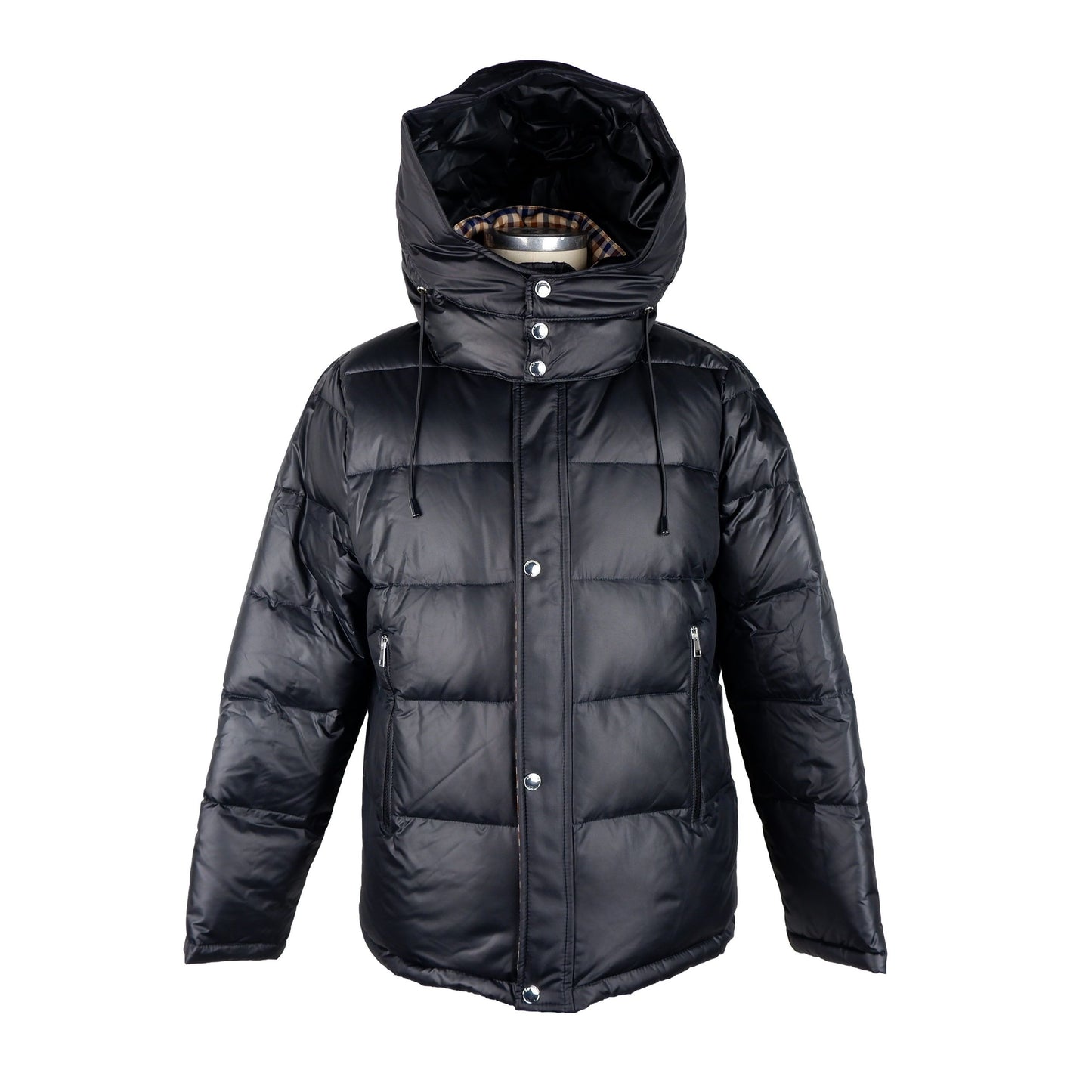 Sleek Black Jacket with Removable Hood