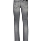 Sleek Gray Slim-Fit Designer Jeans with Silver Buttons