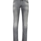 Sleek Gray Slim-Fit Designer Jeans with Silver Buttons