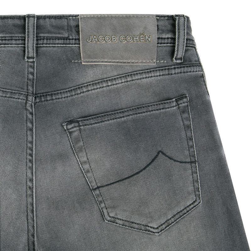 Sleek Gray Slim-Fit Designer Jeans with Silver Buttons