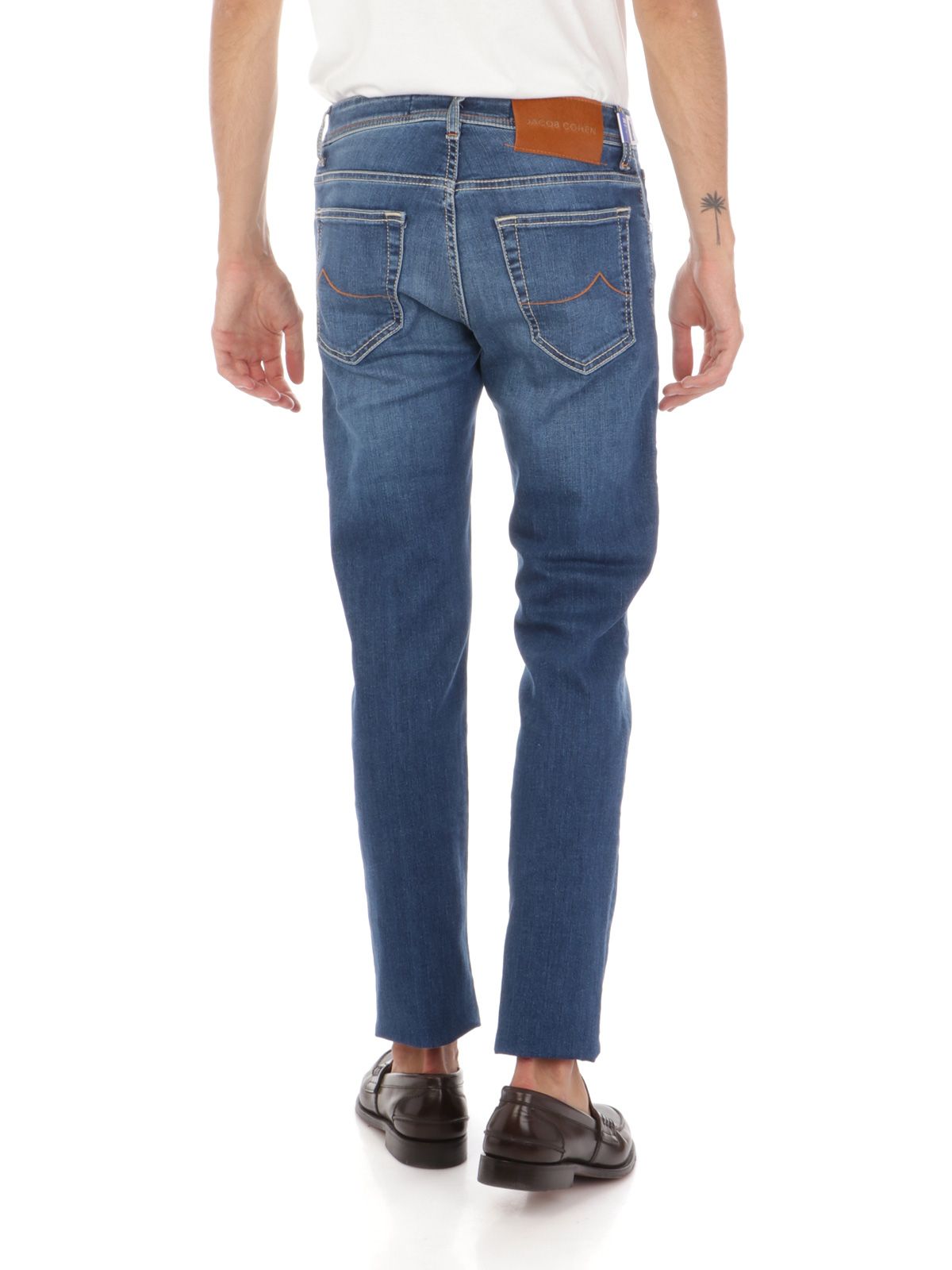 Handcrafted Slim Fit Blue Jeans with Pony Patch