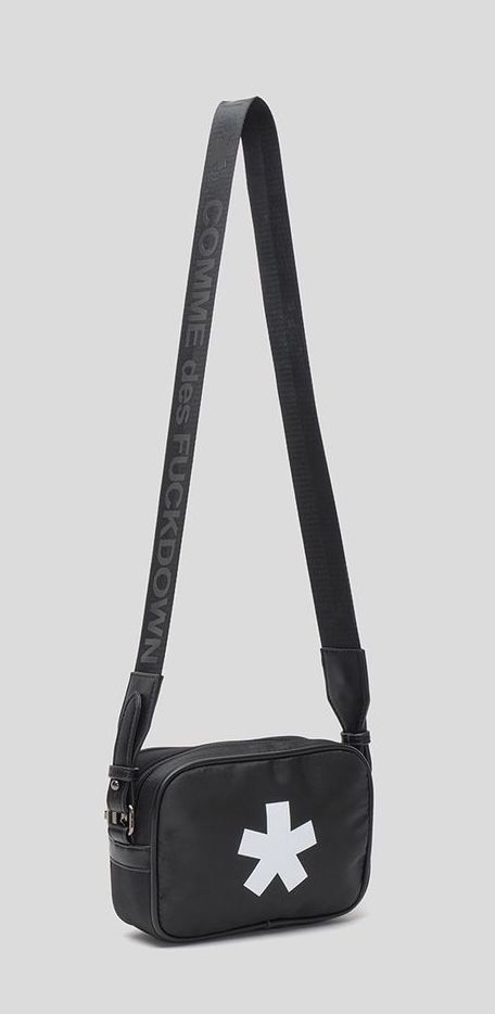 Sleek Black Crossbody Bag with Logo Detail