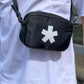Sleek Black Crossbody Bag with Logo Detail