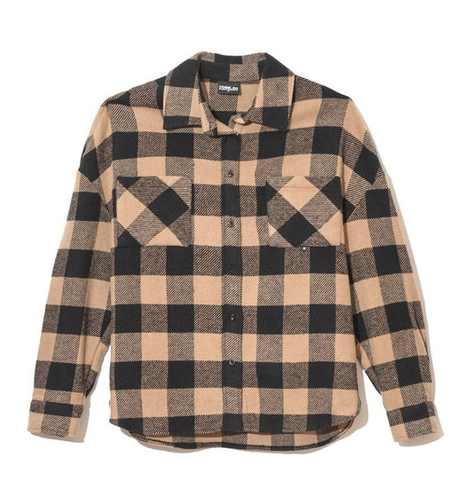 Tartan Pattern Chic Shirt in Brown and Black