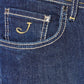 Elegant Dark Blue Slim-Fit Designer Jeans