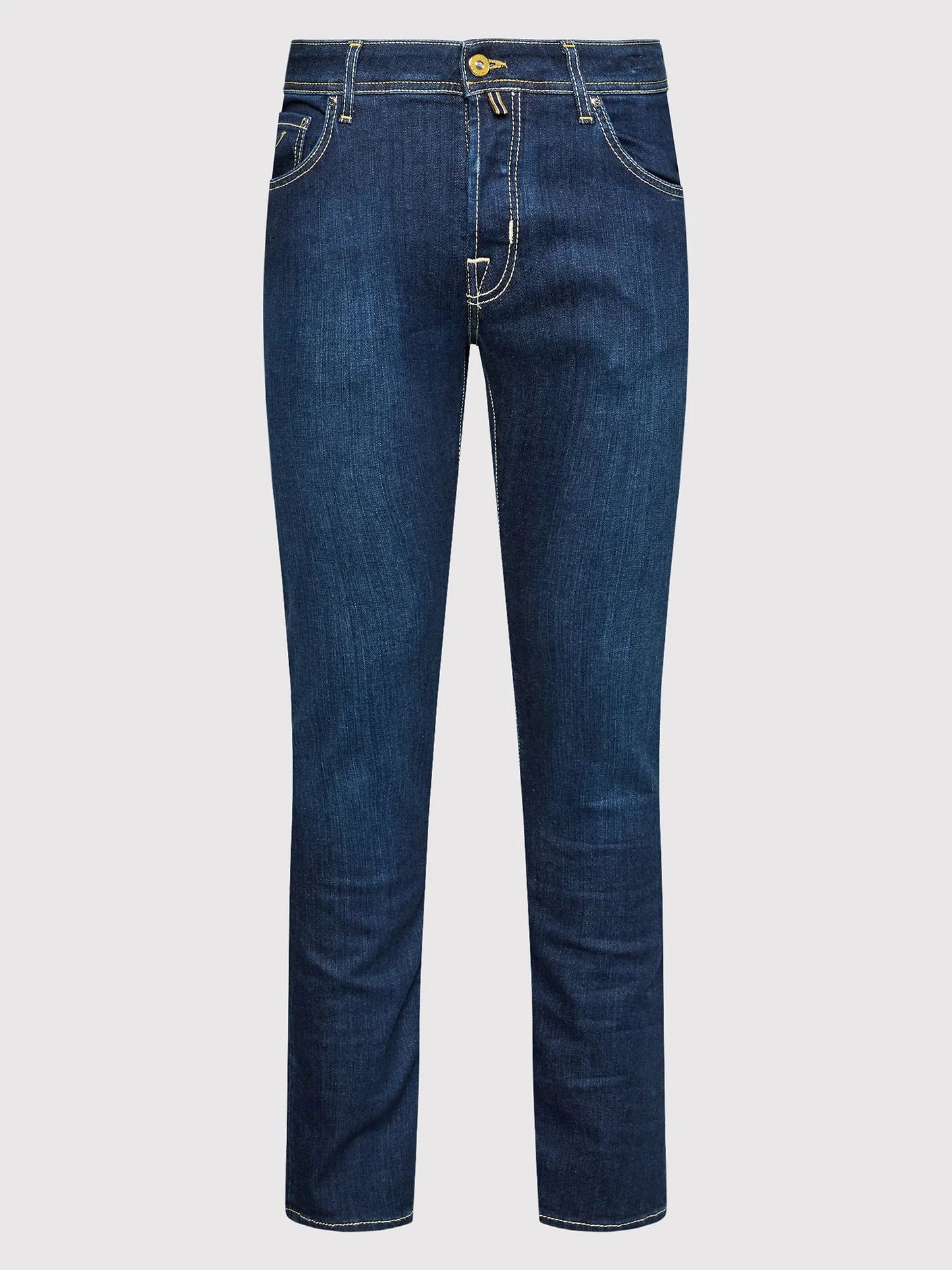 Elegant Dark Blue Slim-Fit Designer Jeans