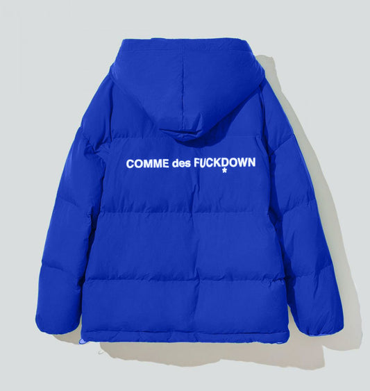 Chic Blue Hooded Jacket with Iconic Logo