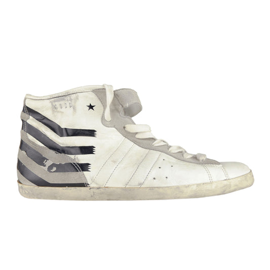 White Calfskin Luxury Sneakers with Suede Accents