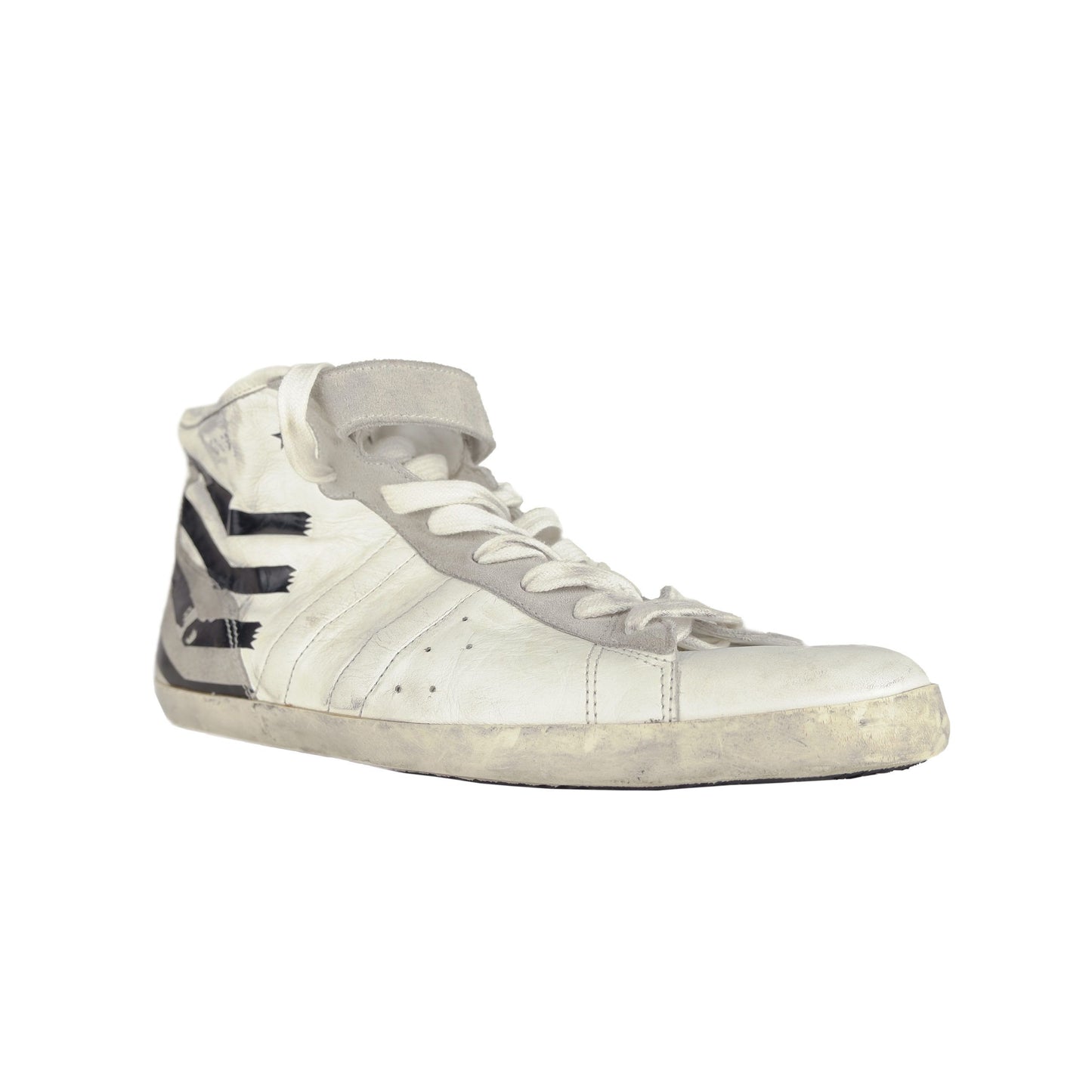 White Calfskin Luxury Sneakers with Suede Accents