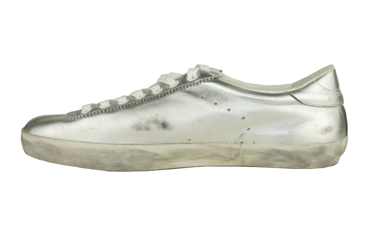 Sleek Silver Italian Leather Sneakers