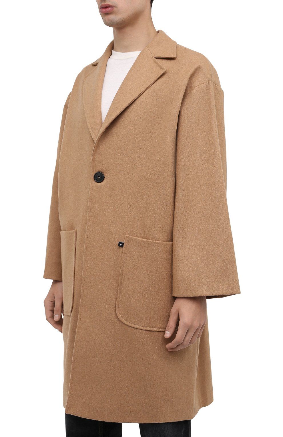 Elegant Wool Blend Men's Coat with Unique Back Print