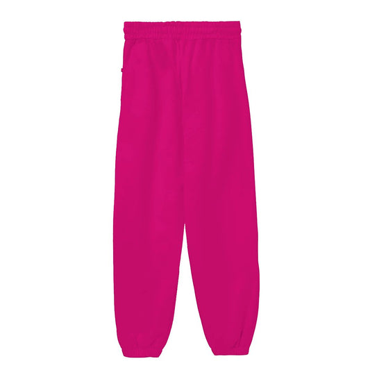 Fuchsia Cotton Sweatpants With Bold Print