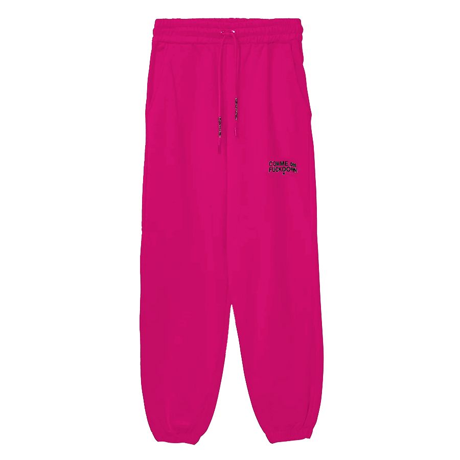 Fuchsia Cotton Sweatpants With Bold Print