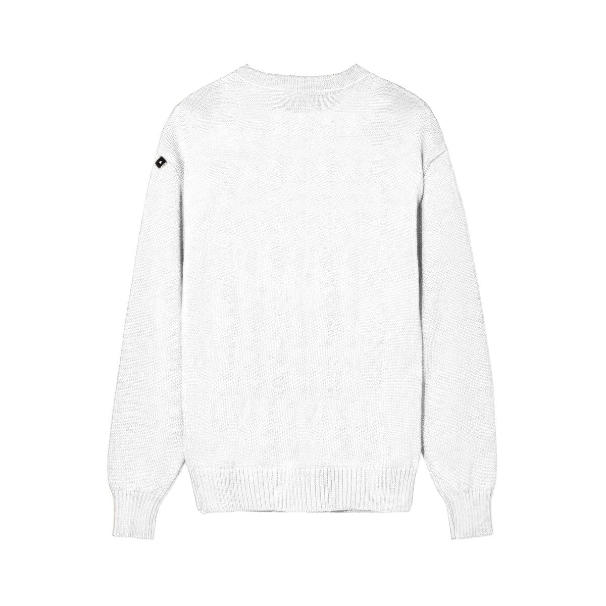 Embossed Logo Wool Blend Crewneck Sweater