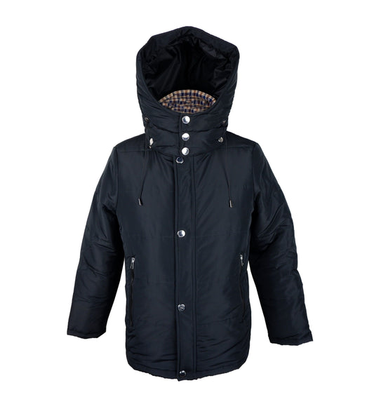 Elegant Black Jacket with Removable Hood