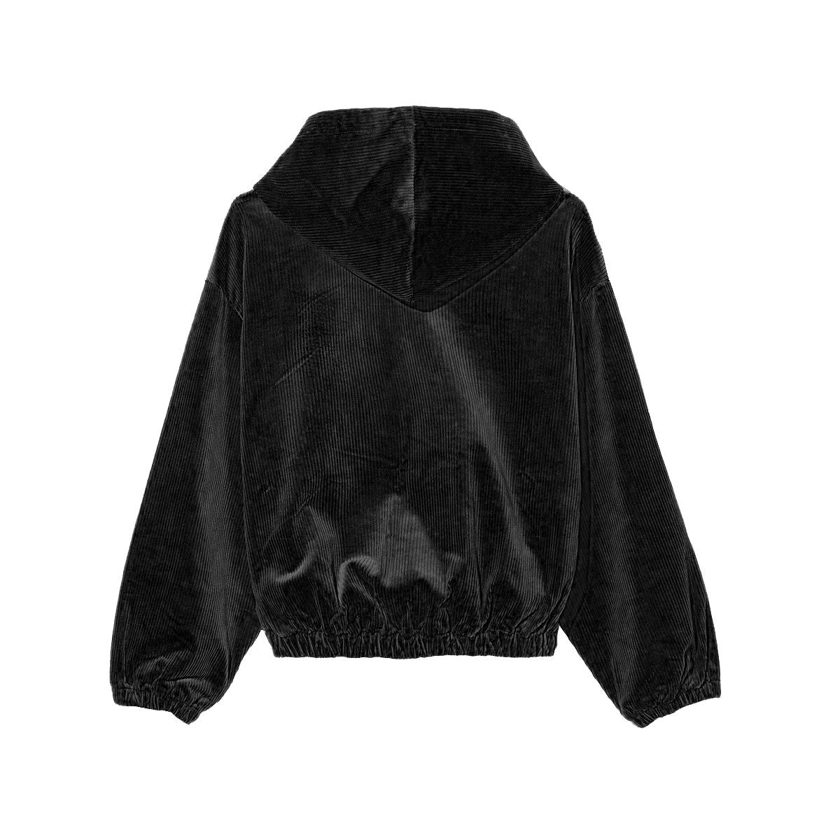 Velvet Hooded Sweatshirt with Chest Pockets