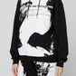 Chic Black Cotton Hooded Sweatshirt with Front Print