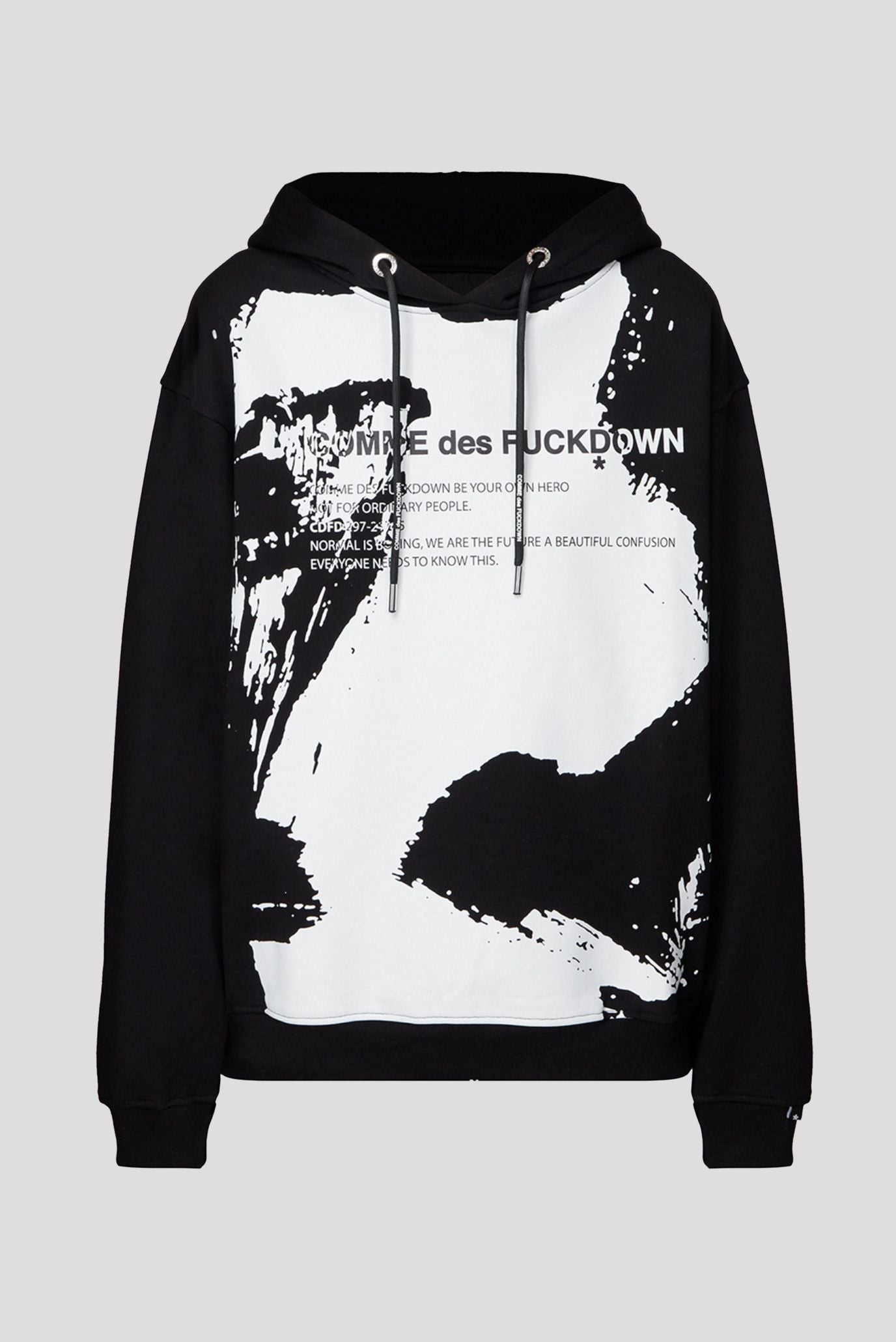 Chic Black Cotton Hooded Sweatshirt with Front Print