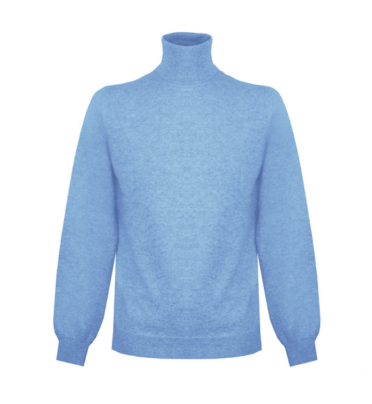 Ice Blue Cashmere High Collar Sweatshirt