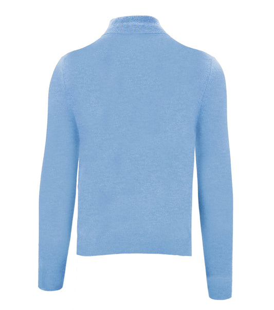 Ice Blue Cashmere High Collar Sweatshirt