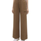 Chic Brown Cotton Sweatpants with Front Seam