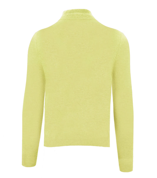 Elegant Yellow High Neck Cashmere Sweater