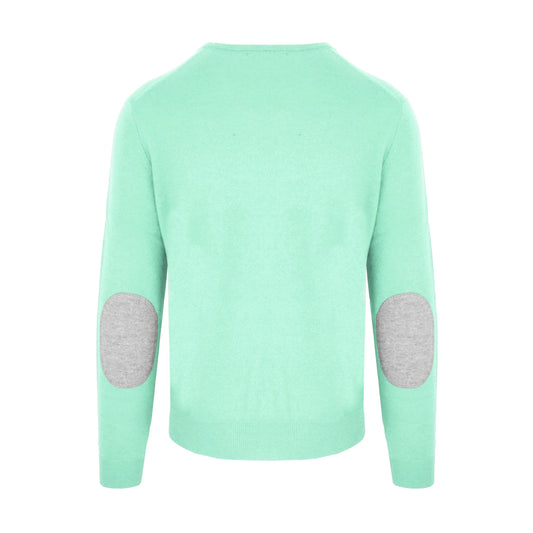 Elegant Water Green Wool-Cashmere Sweater